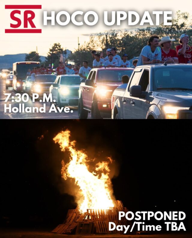 HOCO UPDATE: Due to weather conditions, the Bonfire will be postponed until next week, day and time TBA. The Homecoming Parade will continue as scheduled, starting at 7:30 p.m.